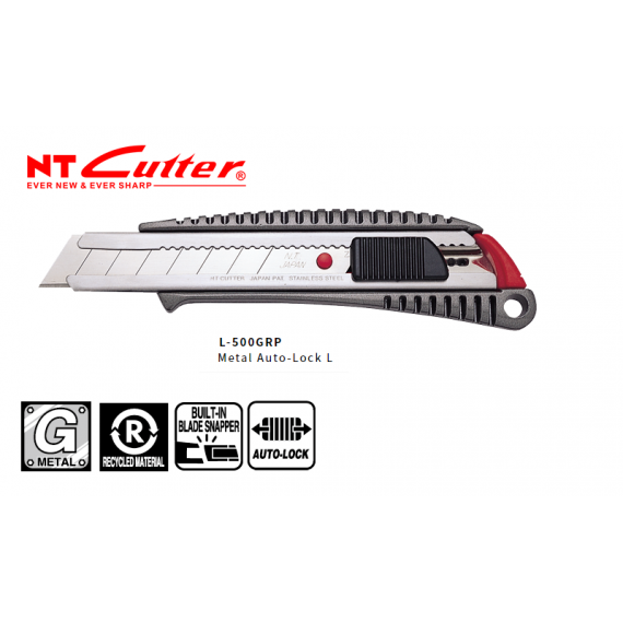 日本NT CUTTER 金屬柄大介刀(推掣式) L-500GRP 18MM大型美工刀