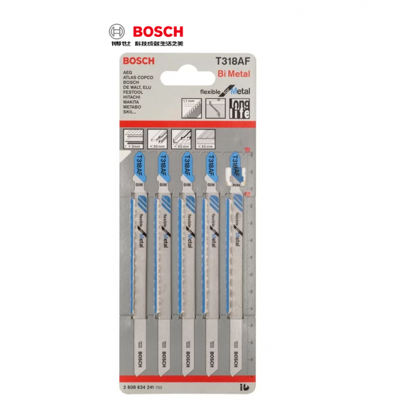 BOSCH T 318 AF 薄金屬,玻纖強化塑膠,包括鋁 加長 積梳鋸片 曲線鋸片